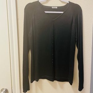 Willi Smith black beaded  trim long sleeve shirt